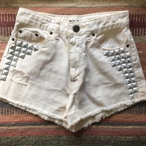 White High Waisted Denim Shorts
